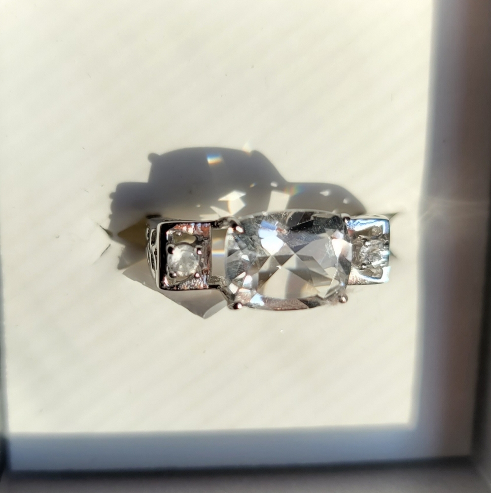 3.02CT Genuine Crystal Quartz & White Topaz .925 Sterling Silver Ring